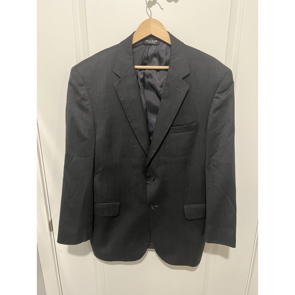 Jos A. Bank Men's Charcoal Sport Coat Blazer Size 42RG Gordon 100% Wool 2 Button
